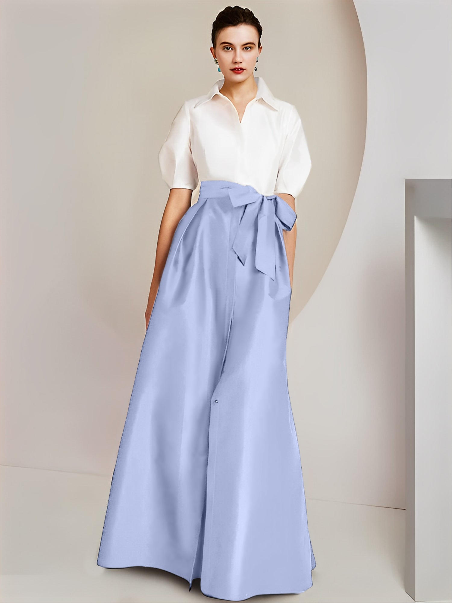 A-Linien-/Prinzessinnen-Hemdkragen, kurze Ärmel, 2-teiliges Brautmutterkleid 