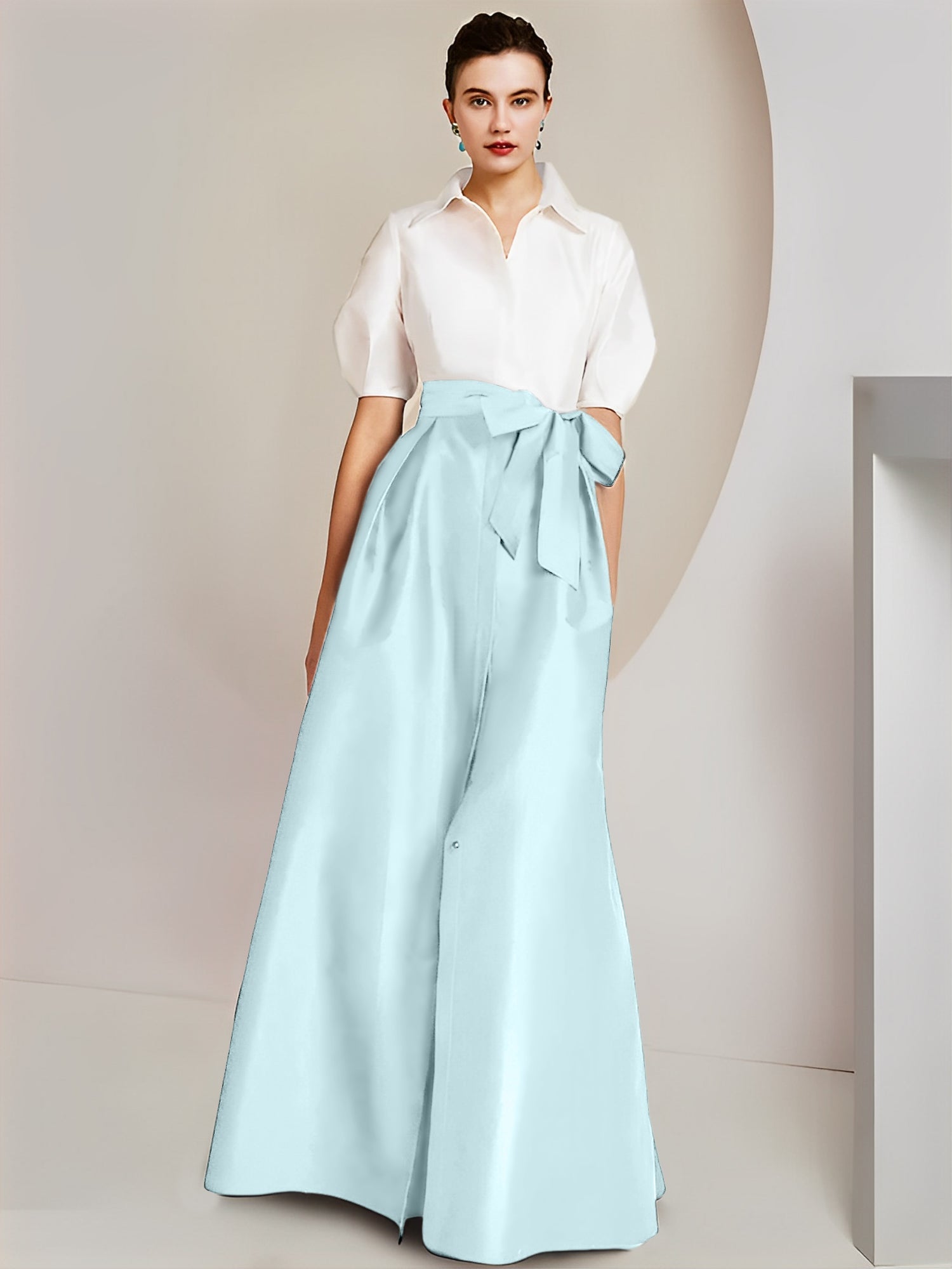 A-Linien-/Prinzessinnen-Hemdkragen, kurze Ärmel, 2-teiliges Brautmutterkleid 