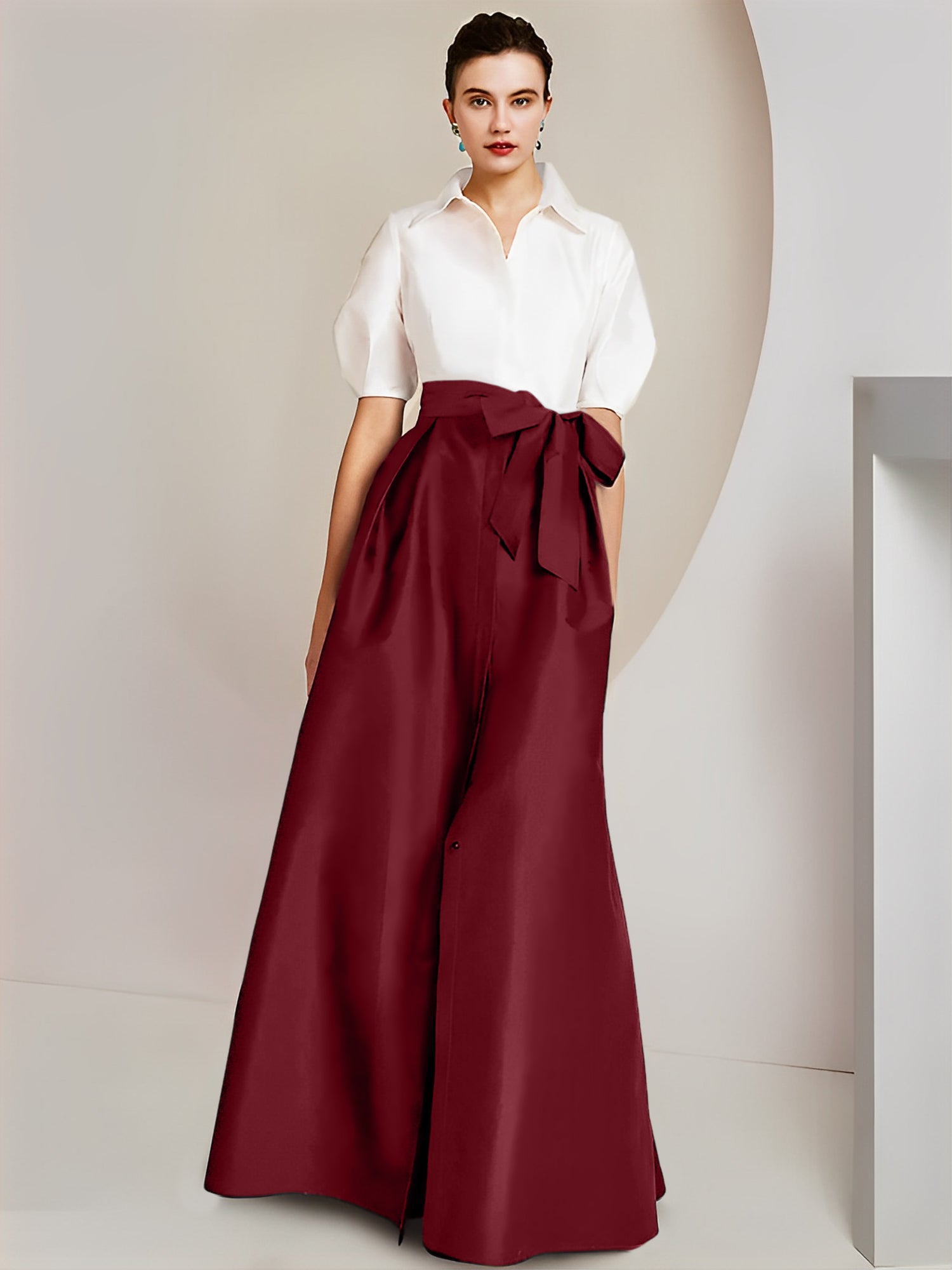 A-Linien-/Prinzessinnen-Hemdkragen, kurze Ärmel, 2-teiliges Brautmutterkleid 