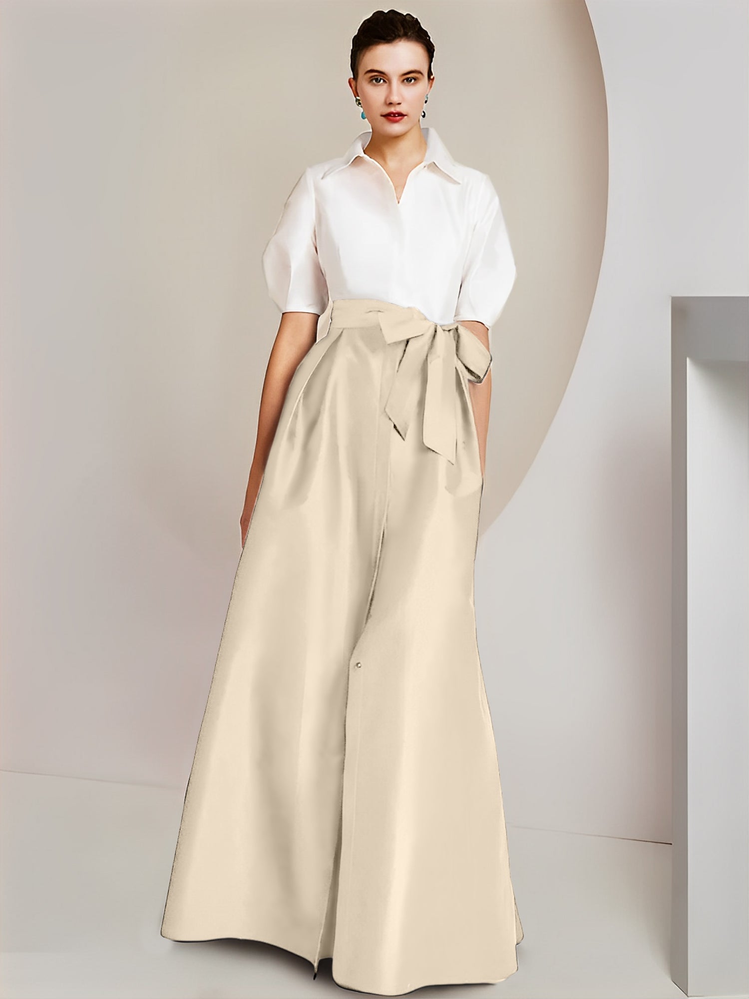 A-Linien-/Prinzessinnen-Hemdkragen, kurze Ärmel, 2-teiliges Brautmutterkleid 