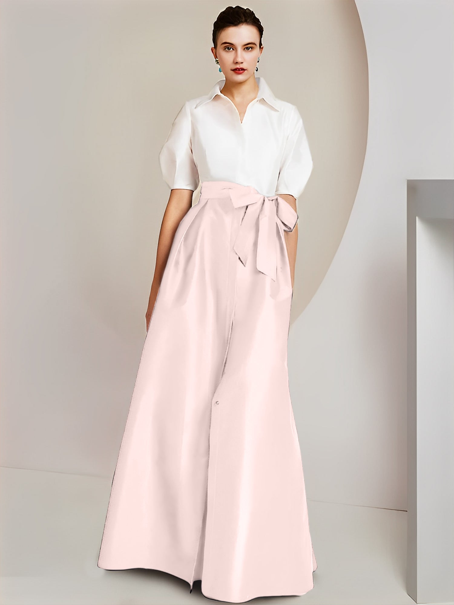 A-Linien-/Prinzessinnen-Hemdkragen, kurze Ärmel, 2-teiliges Brautmutterkleid 