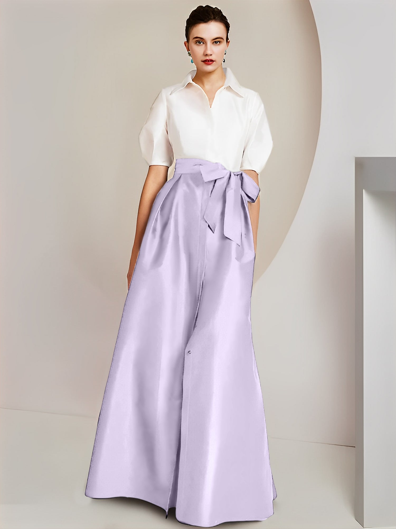 A-Linien-/Prinzessinnen-Hemdkragen, kurze Ärmel, 2-teiliges Brautmutterkleid 