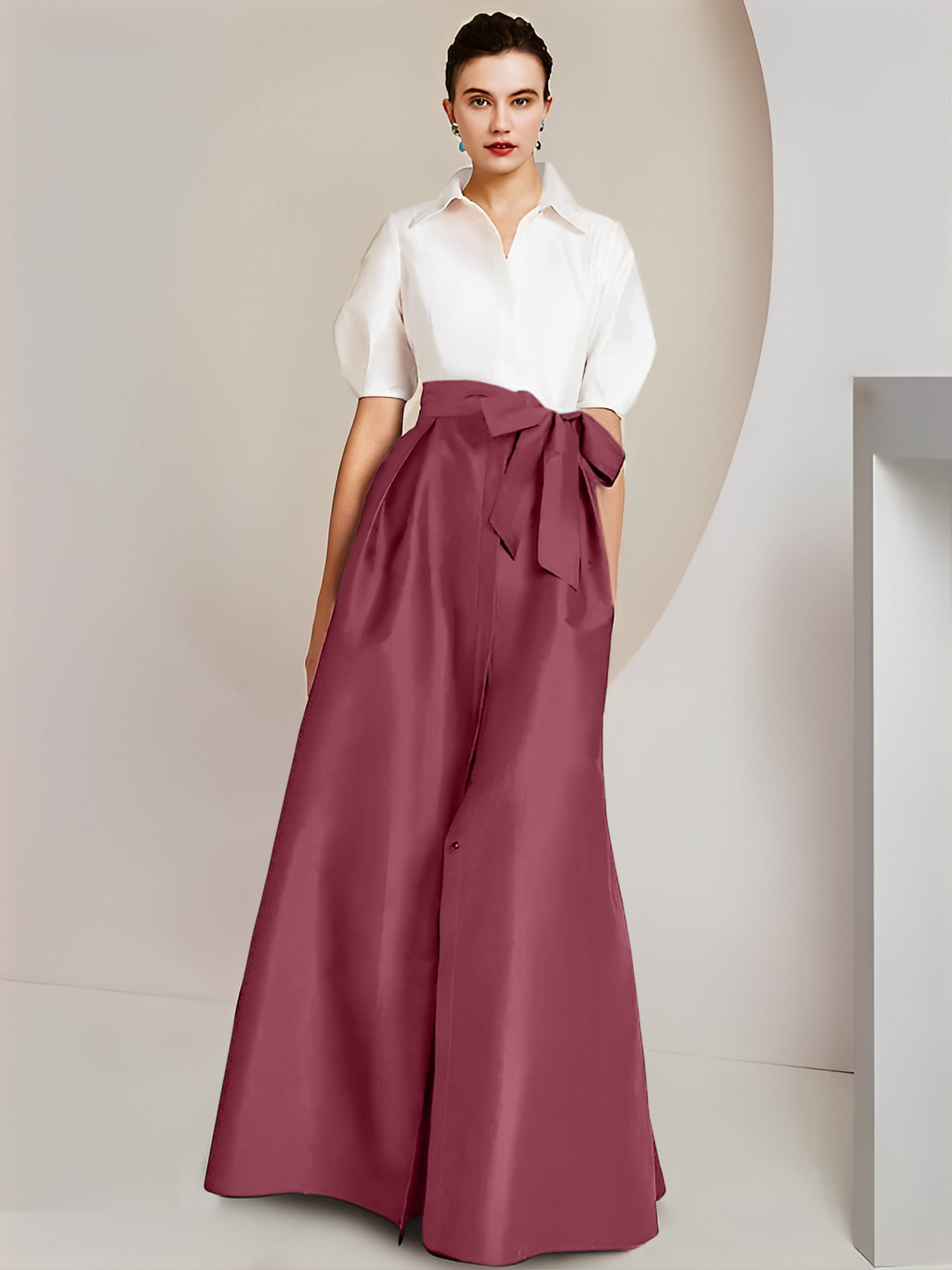 A-Linien-/Prinzessinnen-Hemdkragen, kurze Ärmel, 2-teiliges Brautmutterkleid 