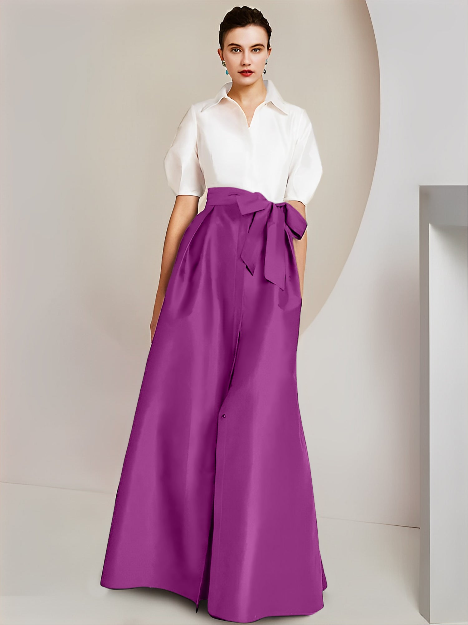 A-Linien-/Prinzessinnen-Hemdkragen, kurze Ärmel, 2-teiliges Brautmutterkleid 