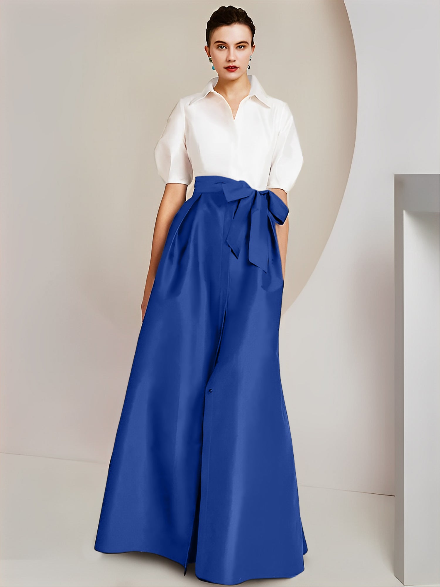 A-Linien-/Prinzessinnen-Hemdkragen, kurze Ärmel, 2-teiliges Brautmutterkleid 