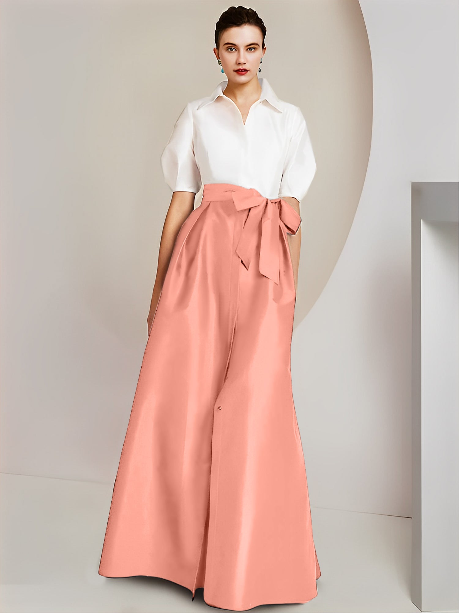 A-Linien-/Prinzessinnen-Hemdkragen, kurze Ärmel, 2-teiliges Brautmutterkleid 
