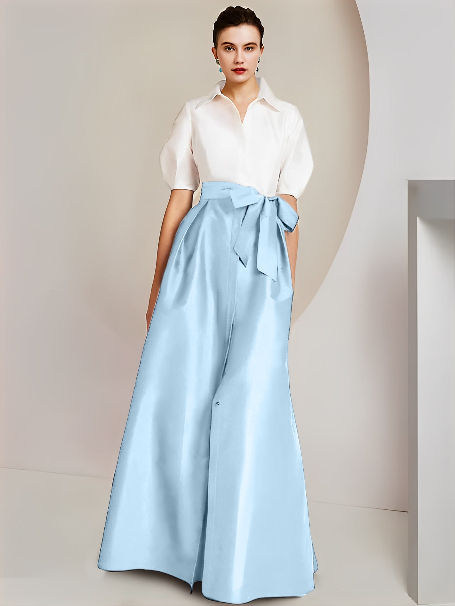 A-Linien-/Prinzessinnen-Hemdkragen, kurze Ärmel, 2-teiliges Brautmutterkleid 