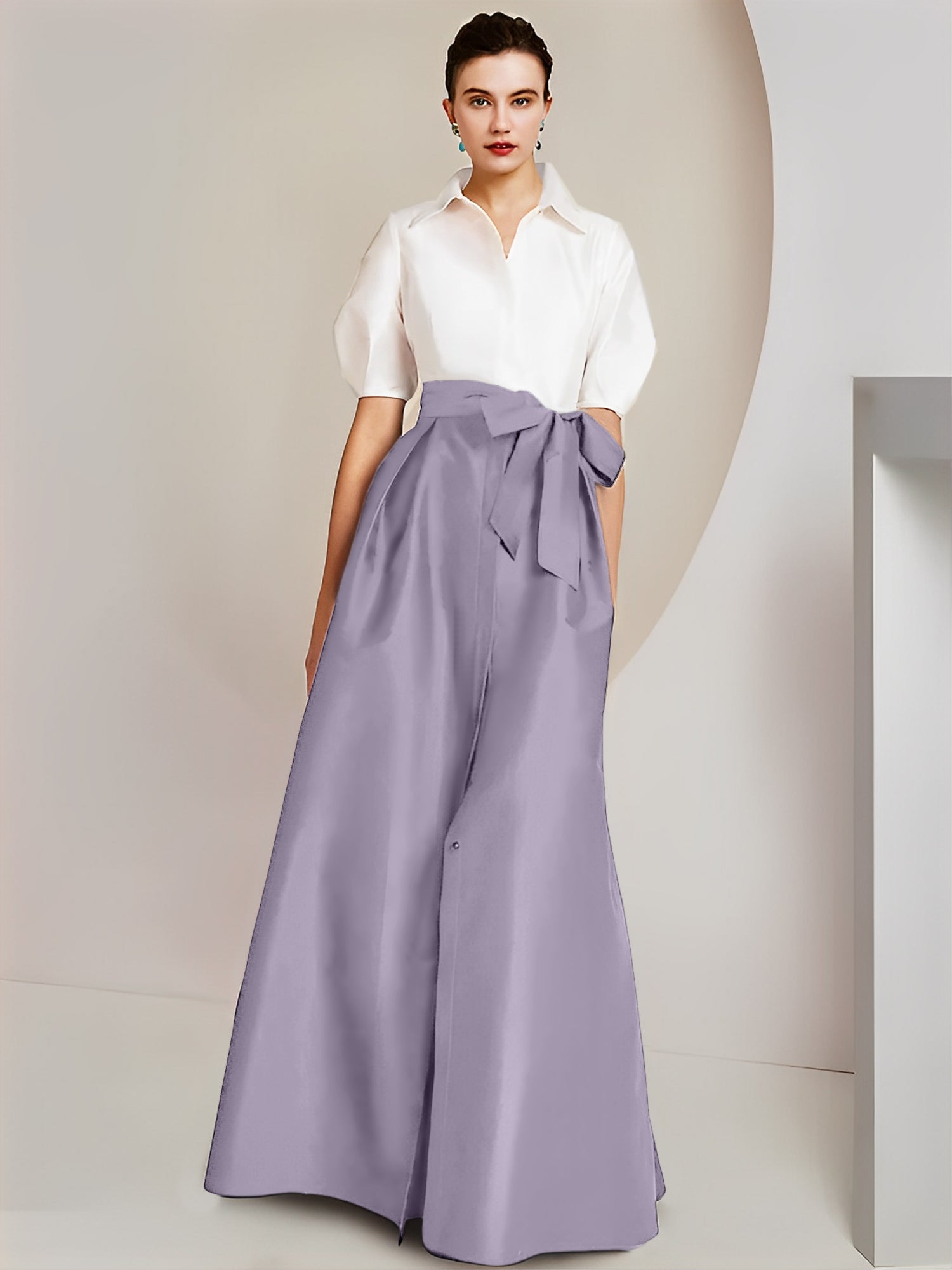 A-Linien-/Prinzessinnen-Hemdkragen, kurze Ärmel, 2-teiliges Brautmutterkleid 
