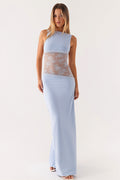 Sexy Lace Satin Backless Maxi Dress