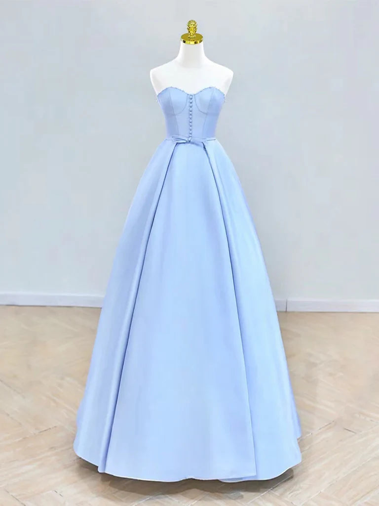 A-Linien-Ballkleid aus Satin mit Sweetheart-Ausschnitt, langes Ballkleid, Abendkleid