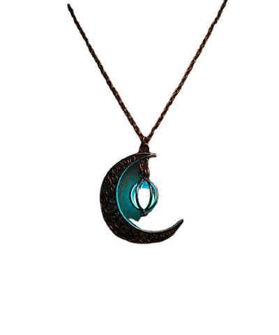 Collar de lazo luminoso con cadena lunar de acero inoxidable único 