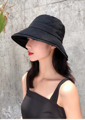 2022 Süßer gelber Bucket Hat aus Baumwolle mit flachem Oberteil 