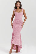 Floral Lace Bandeau Bodycon Maxi Dress
