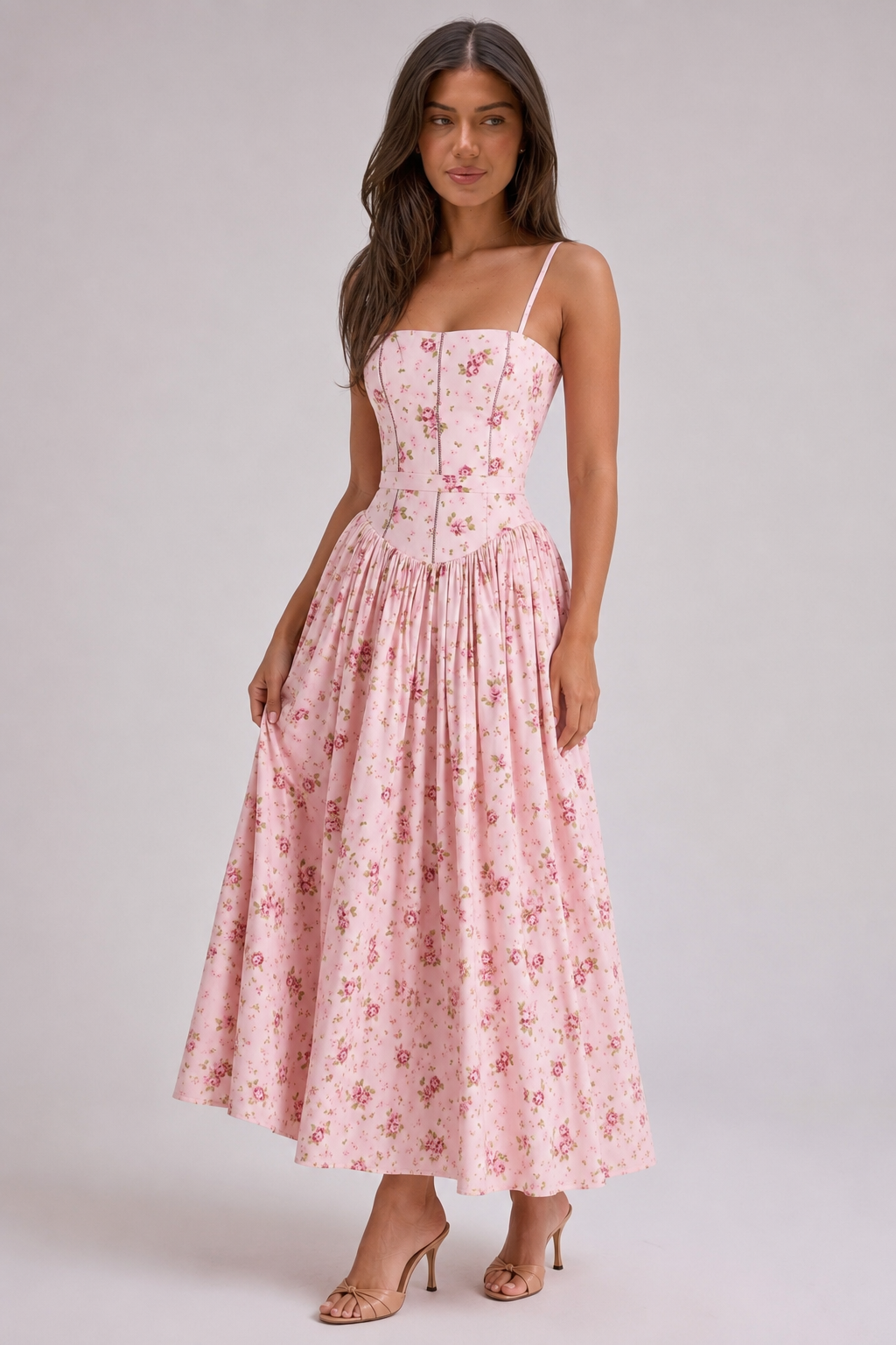 Chic Floral Print Cami Slip Maxi Dress