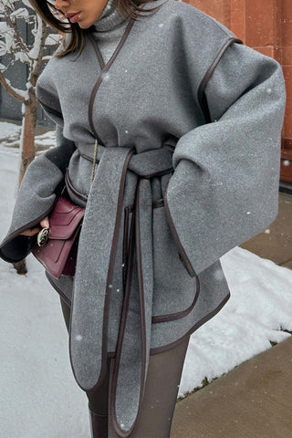 Meridress – Spleißmantel mit offener Vorderseite, Taschen und Gürtel