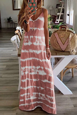 Vestido largo informal con cuello en V y tirantes finos de Meridress
