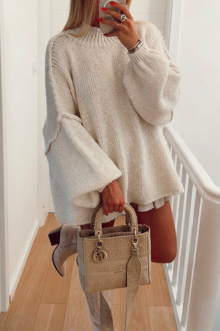 Suéter casual liso con hombros caídos de Meridress