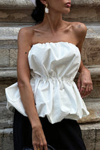 Elegant Ruched Strapless Casual Layering Blouse