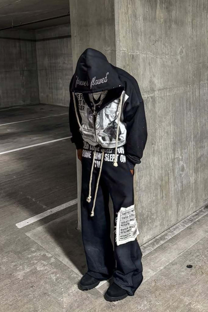 Color Block Rhinestone Street Hoodie