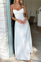 Elegant Solid Tie Bodycon Maxi Dress