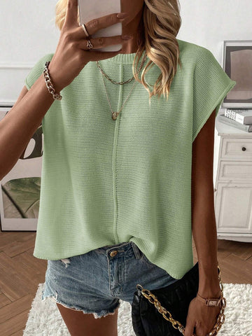 Women Solid Color Bat Sleeve Sweater Top