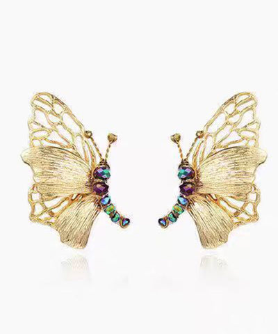 Vintage Gold Sterling Silber Overgilt Schmetterling Hohlohrstecker 