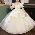 Kommunionskleid, Mädchengeburtstagskleid, Sommerkleid, luxuriöses, bedrucktes, bauschiges Prinzessinnenkleid 