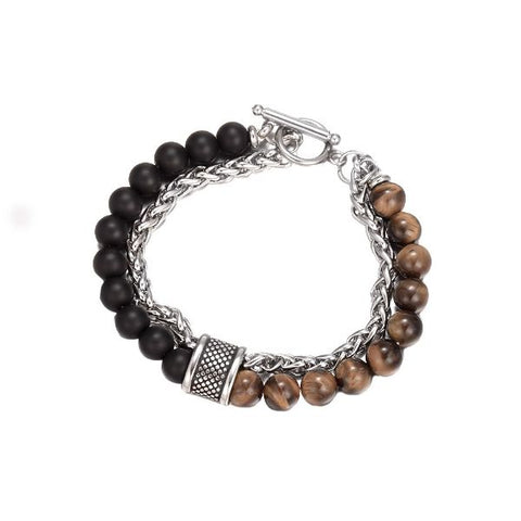 Natural Black Obsidian Lucky Beads Dragon Bone Bracelet
