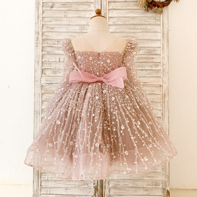 Vestido de primera comunión para niña, vestido de princesa para desfile de cumpleaños de niña pequeña 