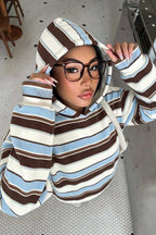 Striped Colorblock Pullover Hoodie