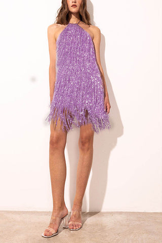 Ärmelloses Midirockkleid mit Hosenträgerquaste 