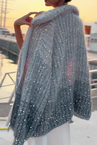 Lässige, elegante Pullover mit Pailletten und Umlegekragen für Prominente (3 Farben) 