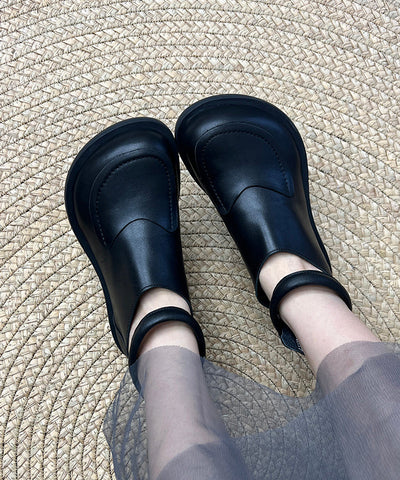 Bequeme Retro-Spleißstiefel aus schwarzem Rindsleder 