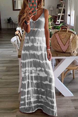 Vestido largo informal con cuello en V y tirantes finos de Meridress