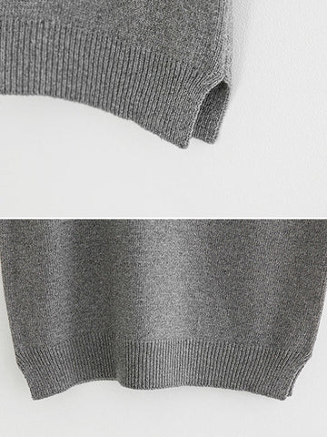 Suéter informal holgado sin mangas de color liso con cuello en V 