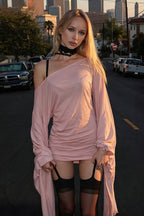 Flare Sleeve Tassel Patchwork Asym Neck Mini Dress