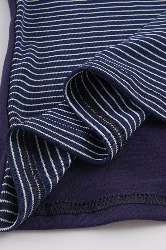 Striped Color Block Tie Fake Two Blouse