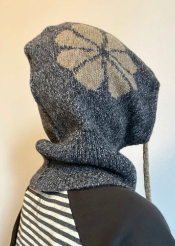 Gorro de punto azul cálido de invierno y cuello integrado resistente al viento y cálido 