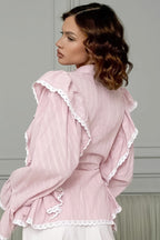 Elegant Jacquard Bell Sleeve Loose Blouse