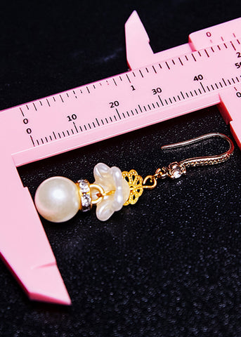 Pendientes colgantes de circonita y perla blanca de moda 