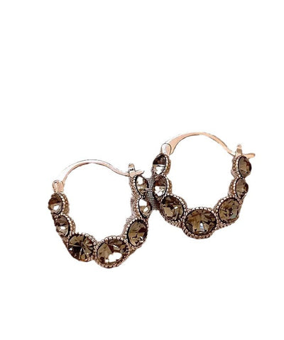 Pendientes de aro de circonita de aleación de cobre boutique 