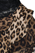 Leopard Chiffon Lace Spliced Maxi Dress