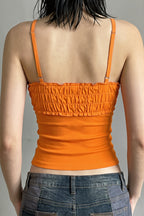 Colorful Beaded Off Shoulder Ruffle Smocked Cami Top