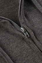 Ribbed Cropped Zip Up Hoodie