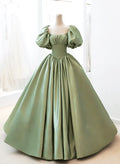 A-Linie Prinzessin Satin Puffärmel Langes Abendkleid Satin Ballkleid Partykleid