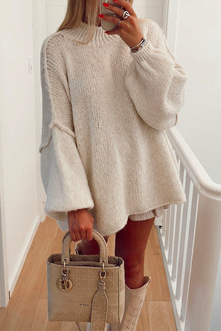 Suéter casual liso con hombros caídos de Meridress