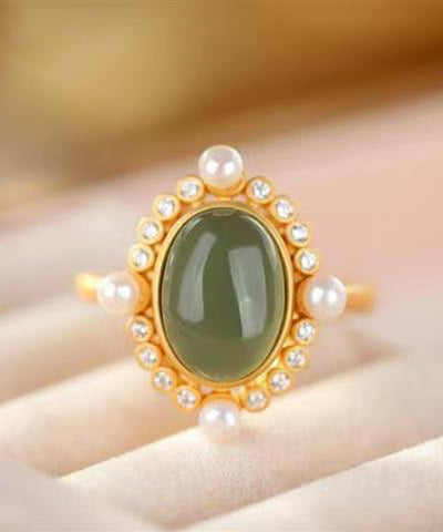 Anillos vintage de ágata dorada en plata de ley roja 