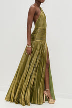 Halter Backless Split Tie Bodycon Maxi Dress