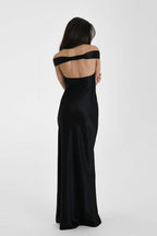 Satin Off Shoulder Bodycon Mermaid Maxi Dress