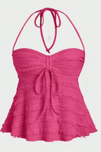 Asymmetrical Tie Halter Bikini Set
